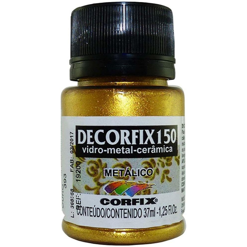 Tinta Decorfix 150º Metálica Corfix - 393 Ouro (37 ml)