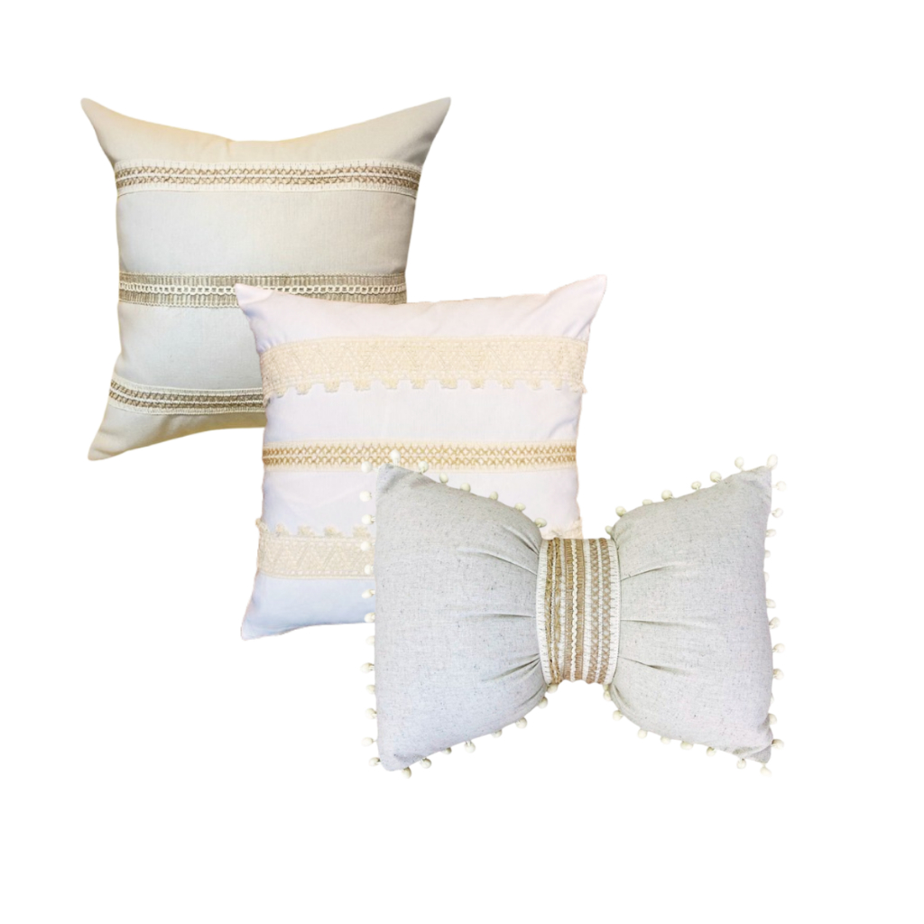 Kit 3 Almofadas Cheias Estilo Boho Chic com Laço – Exclusivo em Oferta na Shopee
