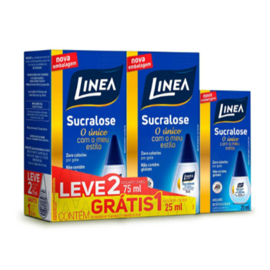 Kit Adoçante Líquido Linea Sucralose com 2 unidades de 75ml cada + 25ml Grátis