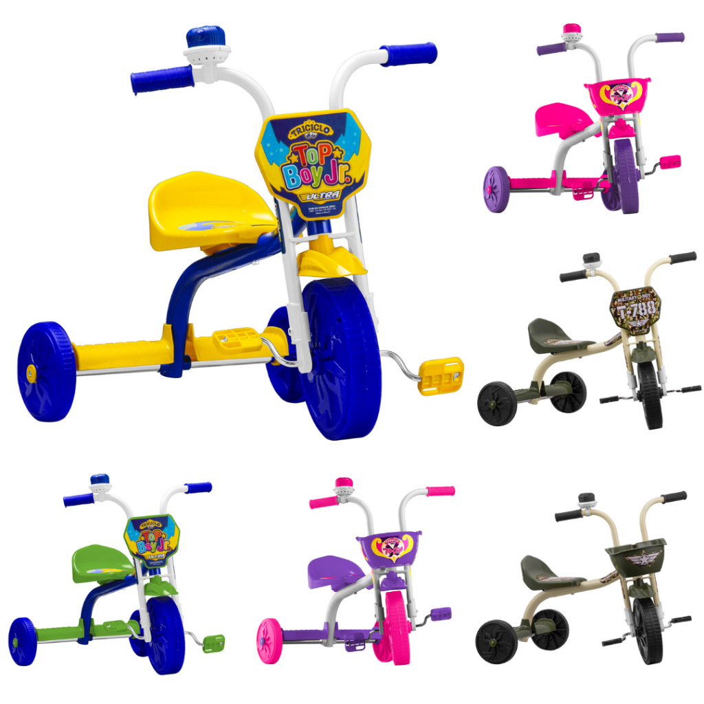 Triciclo Motinha Velotrol Infantil Ultra Bikes Top Boy Jr Menino Menina Bicicletinha 3 Rodas Velocípede Criança Kids