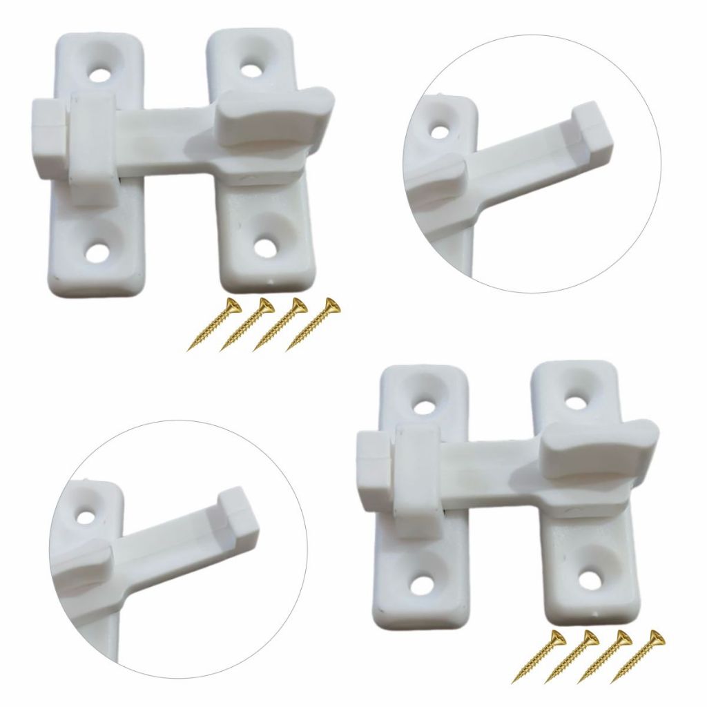 Kit 02 Fecho Plást. Para Porta Sanfonada C/ Parafusos Branco em Oferta na Shopee