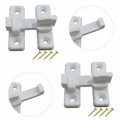 Kit 02 Fecho Plást. Para Porta Sanfonada C/ Parafusos Branco