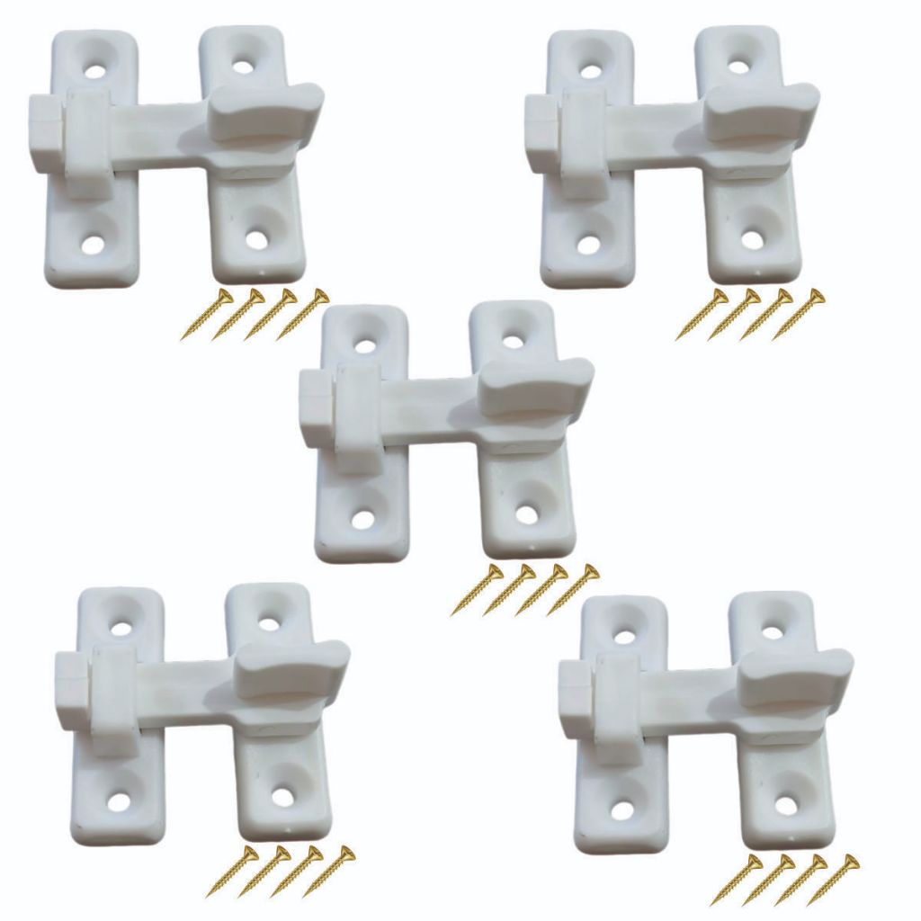 5x Trinco Fecho Tranqueta Plástica P/ Portas Sanfonadas e Janelas  C/ Parafusos BR