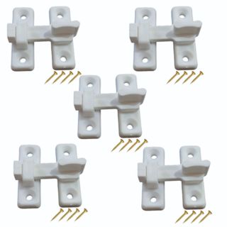 5x Trinco Fecho Tranqueta Plástica P/ Portas Sanfonadas e Janelas  C/ Parafusos BR em Oferta na Shopee
