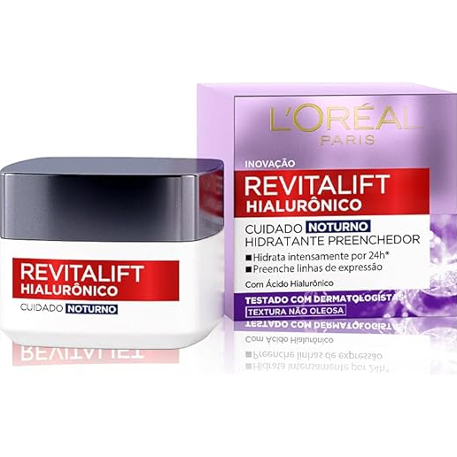 Creme Facial Anti-idade L'Oréal Paris Revitalift Hialurônico Noturno, 49g