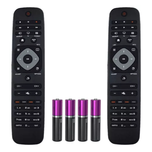 Kit 2 Controles Remoto para TV Philips Universal LCD LED SMART com Pilhas