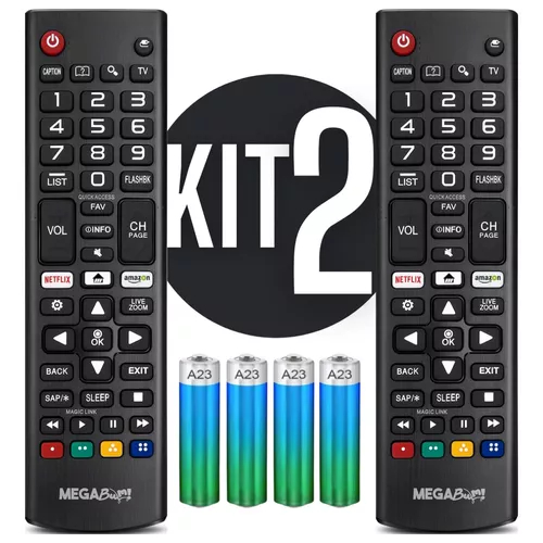 Kit 2 Controle Remoto Universal Compativel C/ Smart Tv LG 4k AKB com Pilha de brinde