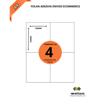 Folha Adesiva A4 para Etiquetas – Pacotes com 100 Unidades - Para Marketplace em Oferta na Shopee
