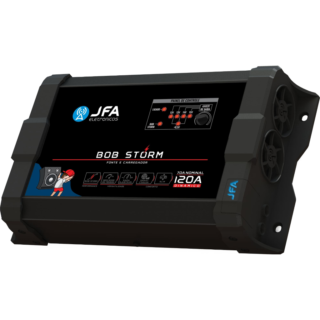 Fonte Carregador Automotivo JFA Bob Storm 120A Bivolt Voltímetro em Oferta na Shopee