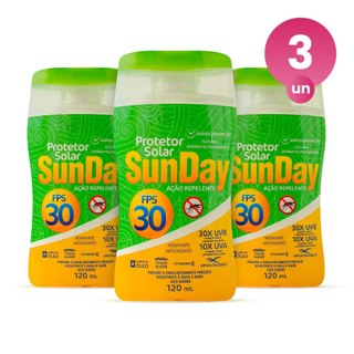 Kit 3 Protetor Solar FPS 30 com Repelente Sunday 120ml Nutriex em Oferta na Shopee