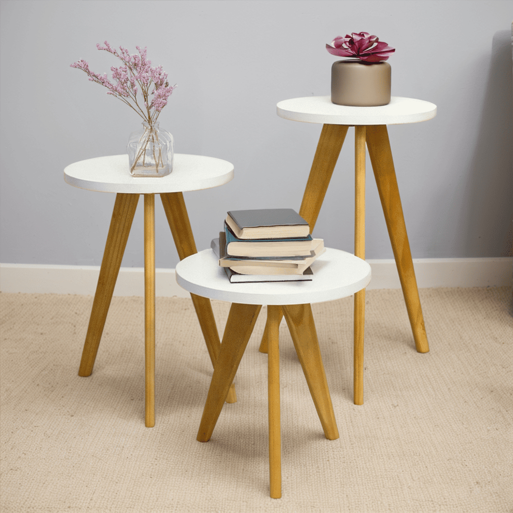 Mesa de Centro, Mesa Lateral, Mesa de Cabeceira, Mesa de Apoio Pé Palito - Madeira Maciça