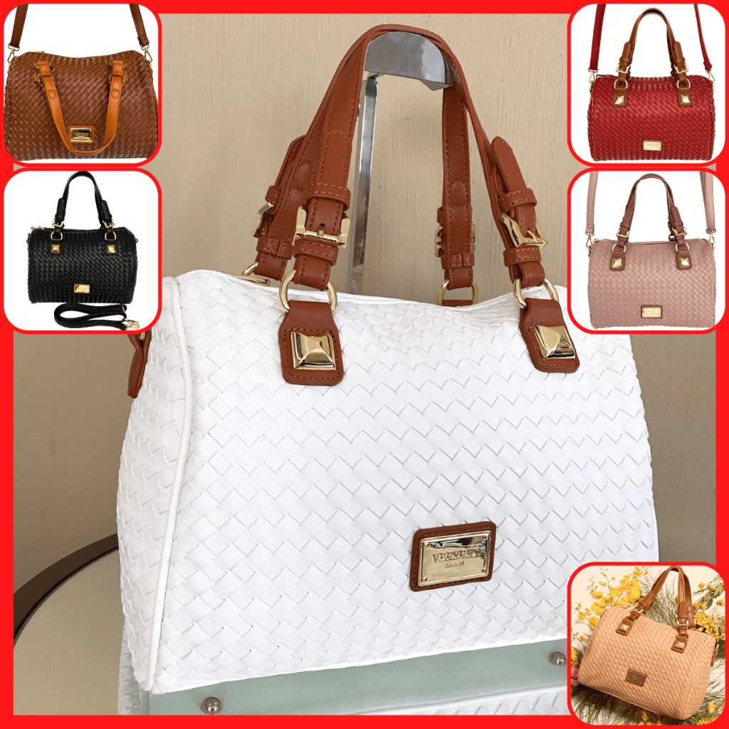 Bolsa Baú Grande Espaçosa Trançada Veryrio Munique VR0431 Modelo Luxo Nova Coleção Lançamento Cores