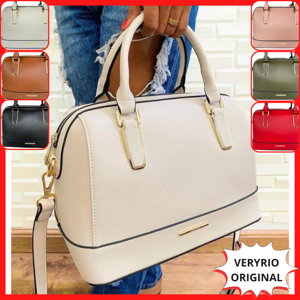Bolsa Média Baú Feminina Transversal Tiracolo Mão Veryrio Oshawa VR3254 de Couro Sintético Premium