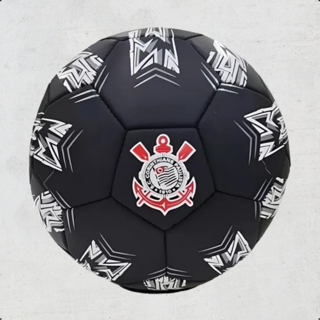 Bola Futebol Corinthians Preta Society Campo SCCP Tamanho Oficial Original Licenciada Pelo Clube
