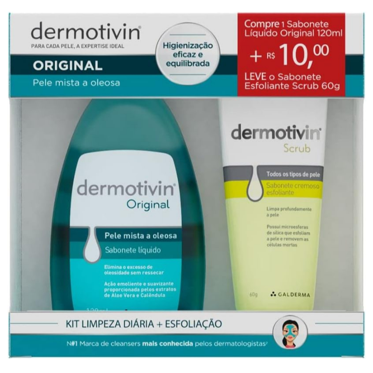 Kit Sabonete Líquido Dermotivin Original 120ml + Sabonete Esfoliante Scrub 60g