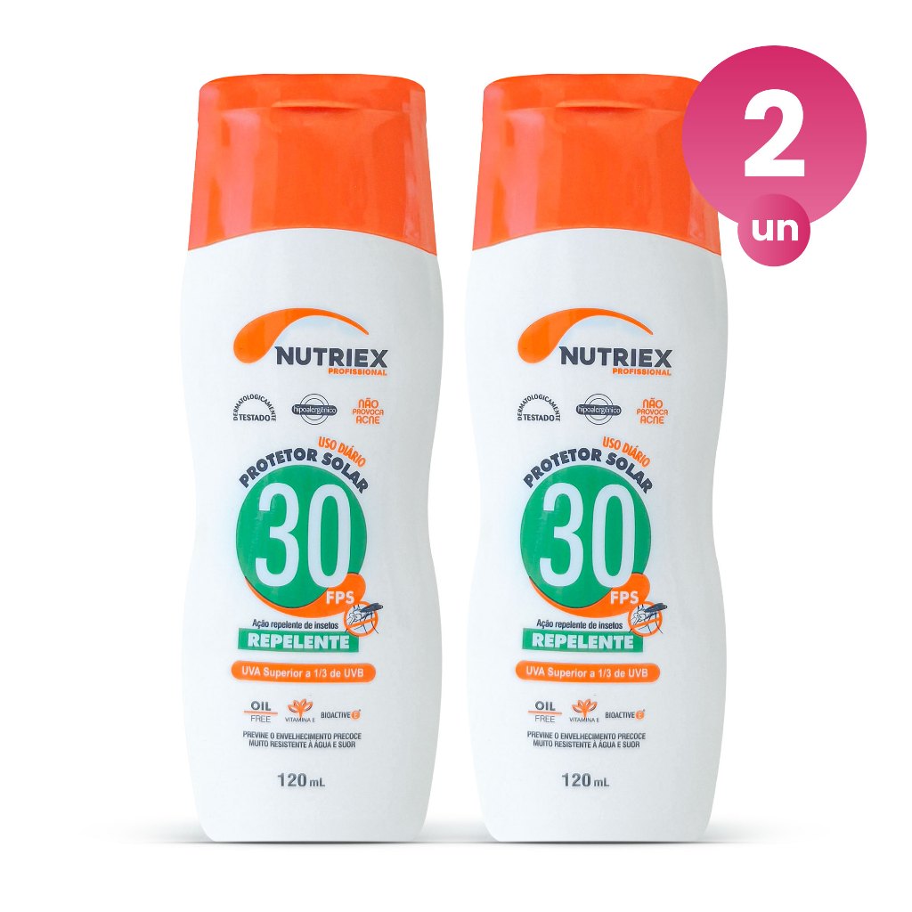 Kit 2 Protetor Solar 30 FPS Repelente Profissional Nutriex 120ml - Beauty