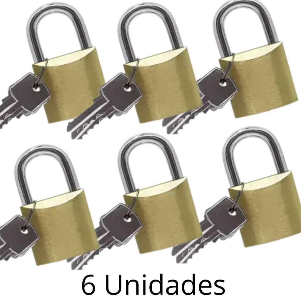 Imagem Cadeados Cartela Com 6 Unidades Pequenos 20mm Para Malas Bolsas Armário