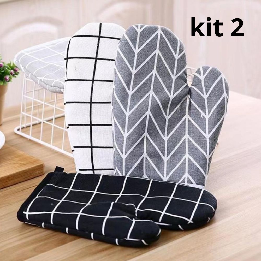 kit 2 Luvas Nórdicas De Tecido De Linho De Algodão Fresco Para Forno Microondas Cozinha Doméstica Isolamento Térmico em Oferta na Shopee