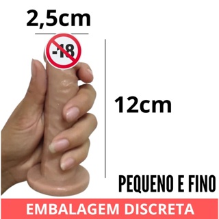 Prótese Peniana Fina Pênis Pequeno Iniciante 12cm Dilata Excita Estimula Sex Shop em Oferta na Shopee