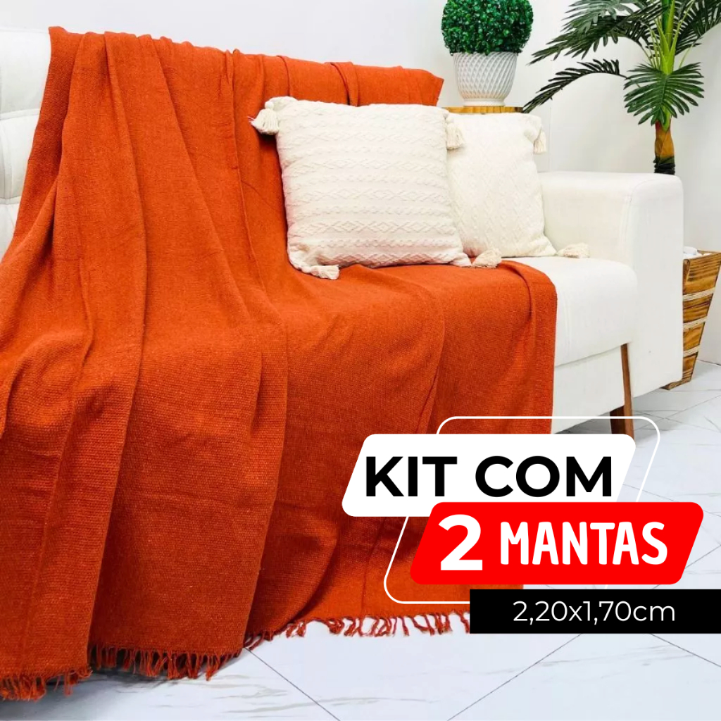Kit 02 Manta para Sofá 2,20x1,70 Capa Protetora de Sofa Cama de Luxo 100% Algodão Tecido Grosso