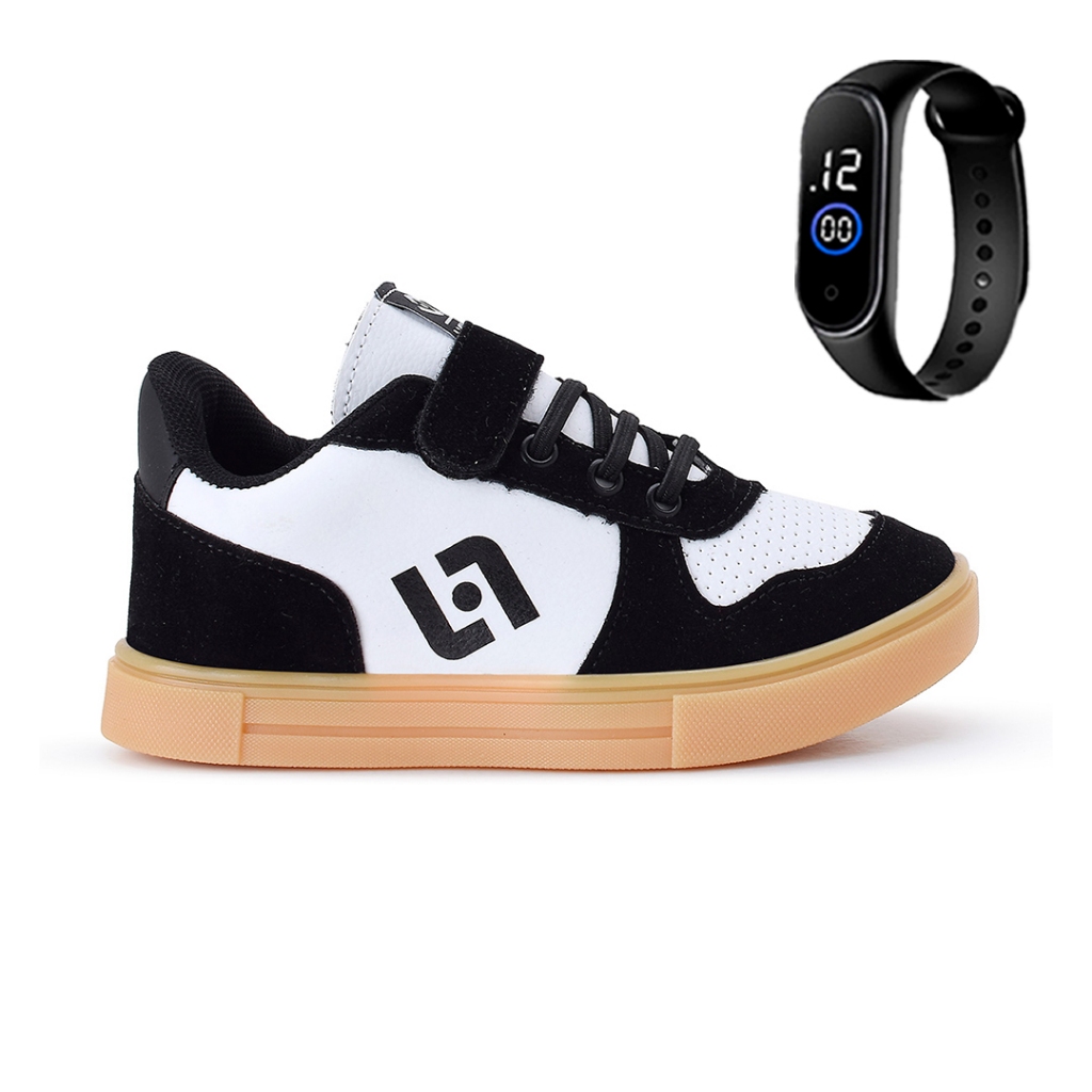 Tenis Infantil Casual Sapatenis Meninos Street Calce Facil + Relogio em Oferta na Shopee