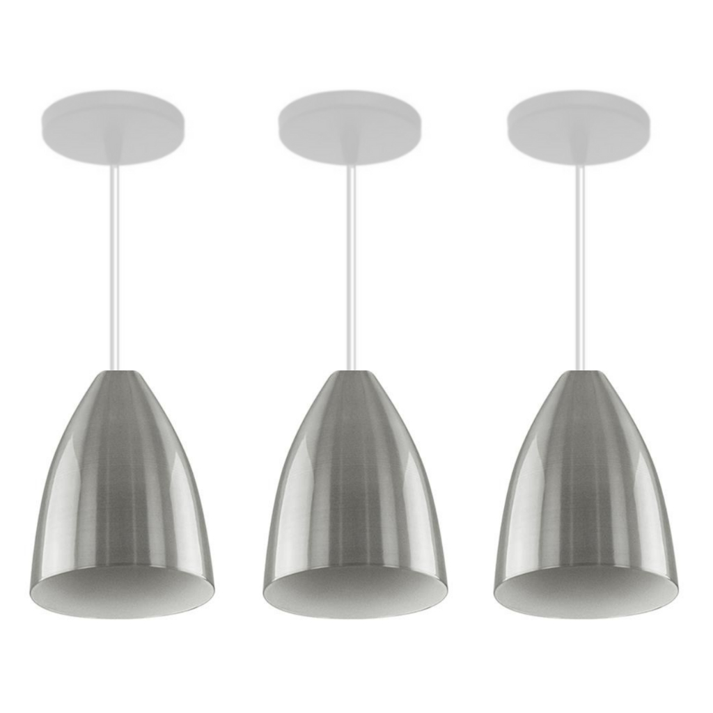 Kit 3 Pendente Vegas Lustres Escovado com a Textura Branco em Oferta na Shopee