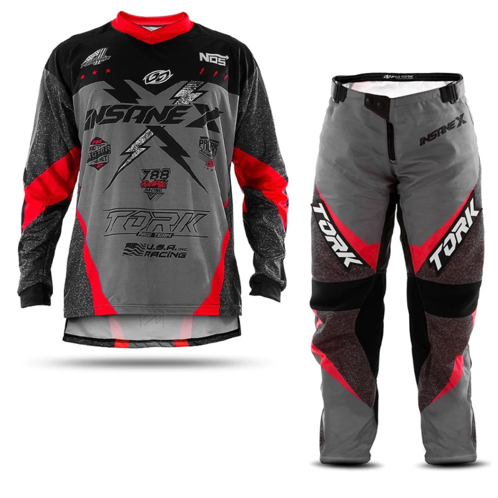 Conjunto Moto Off Road Roupa Calça Camisa Motocross Trilha Enduro Lama Pro Tork Kit Insane X Adulto — imagem 1