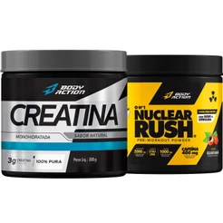 Creatina Pura Monohidratada 300g + Pré Treino Nuclear Rush 300g Bodyaction
