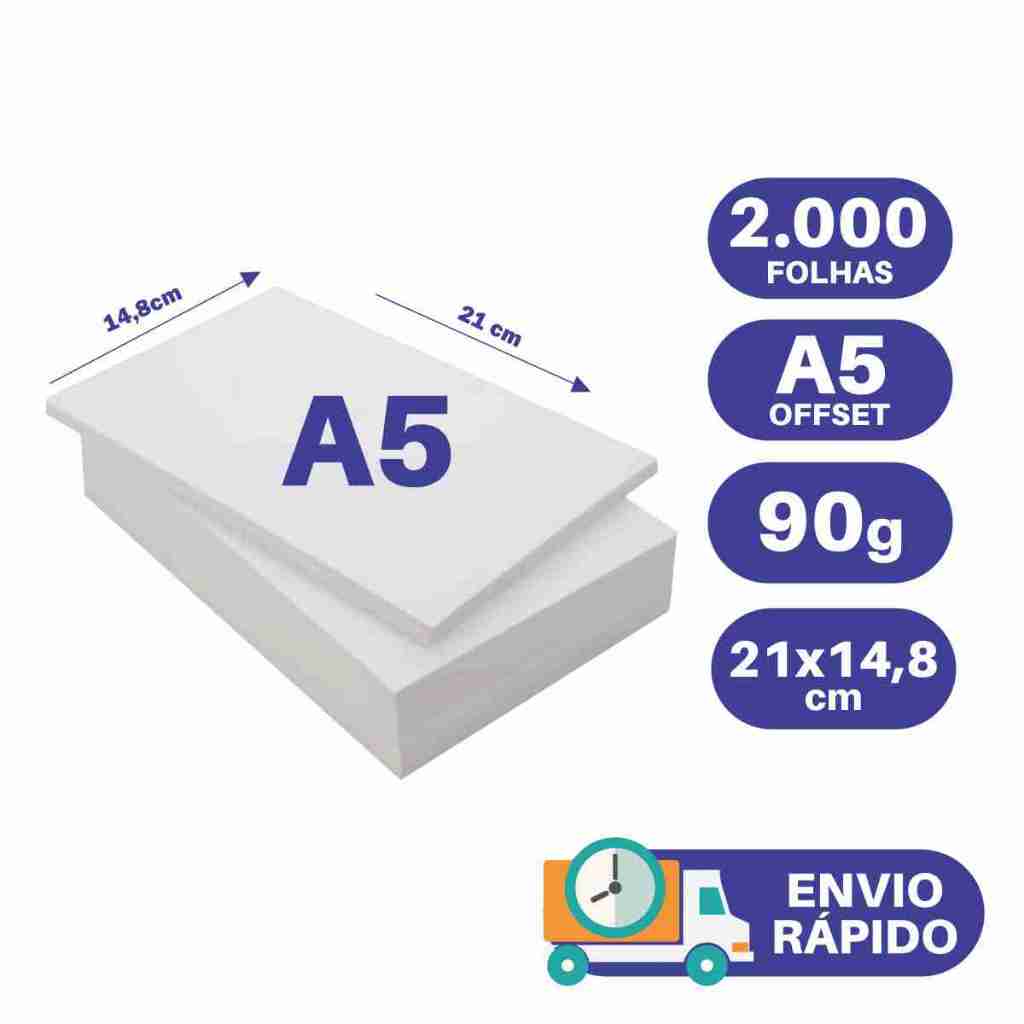 Papel Sulfite A5 90g OffsPapel Sulfite A5 90g Offset Branco 21x14,8cm - 2.000 folhas