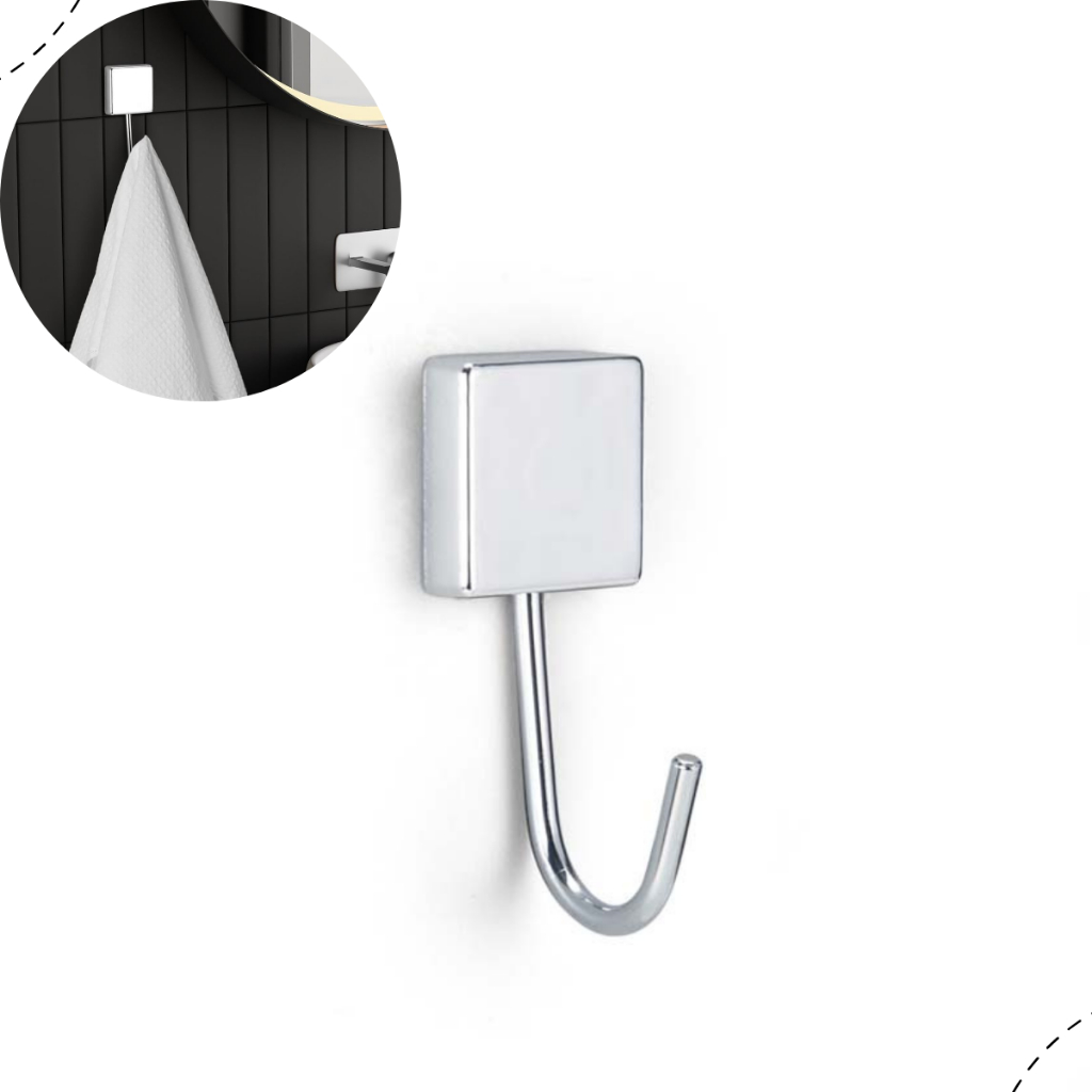 Gancho Suporte Porta Toalha De Rosto Para Banheiro Cromado Arthi