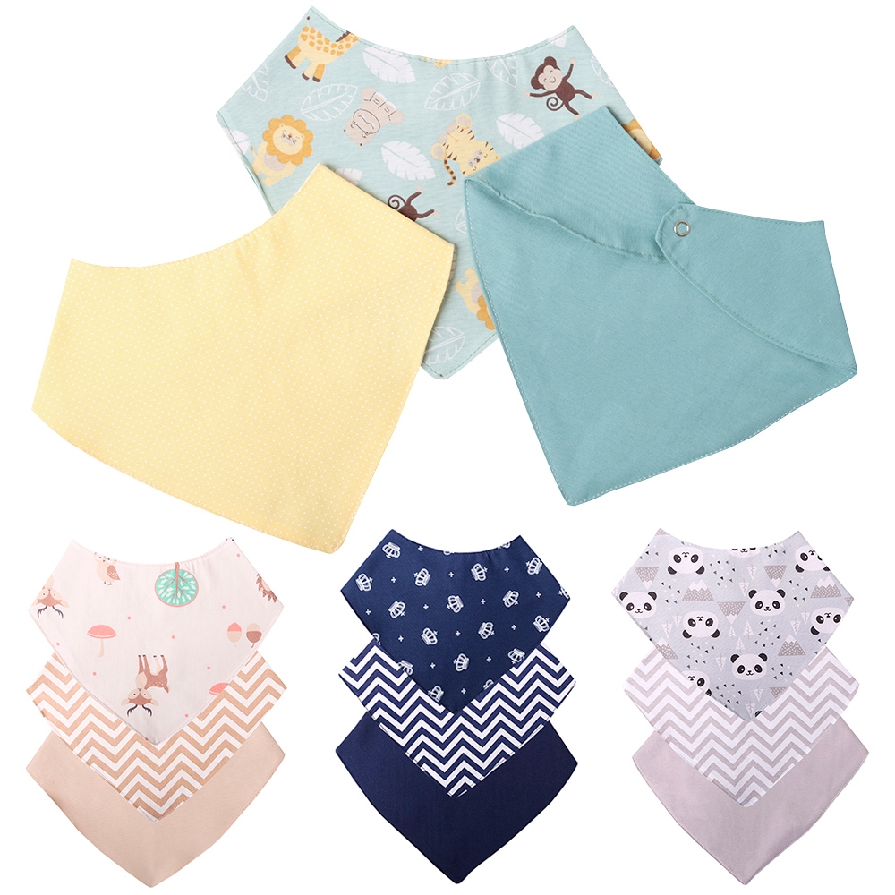 Babador Bandana Para Bebê Menino Kit 03 Peças Com Botão De Pressão