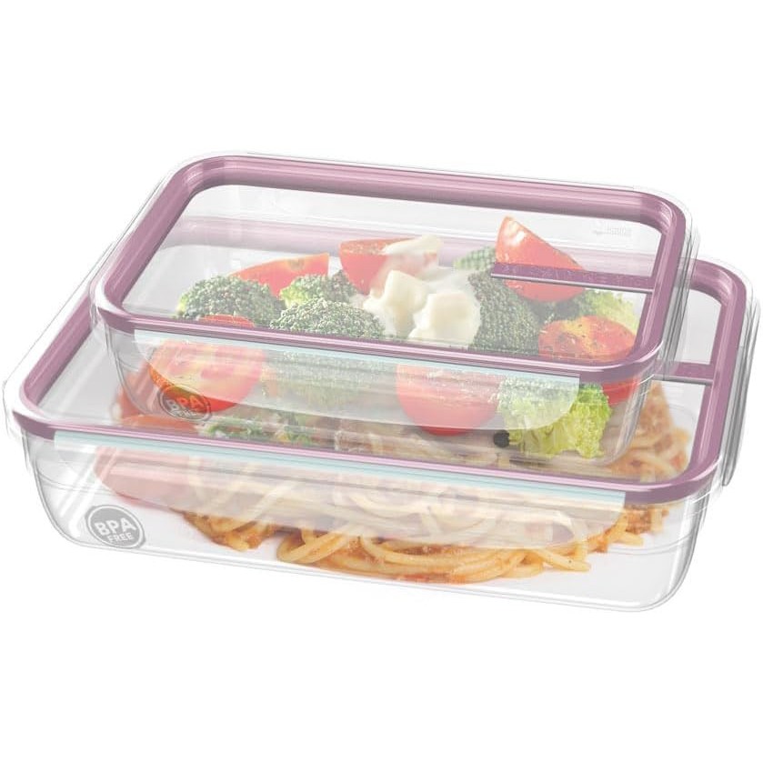 Jogo de POTES HERMÉTICOS - 2 UND. 820ml e 1,6L com Borracha Integrada, vedação total - Atóxico livre de BPA em Oferta na Shopee