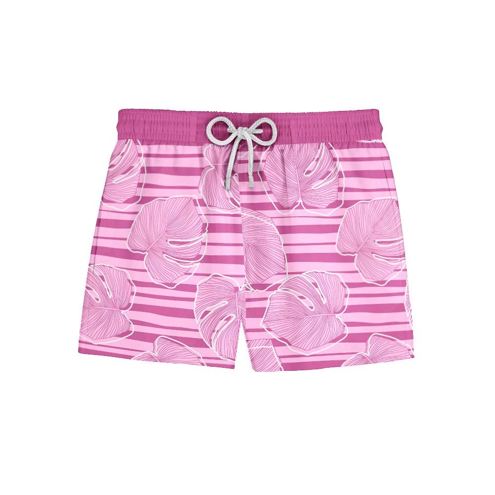 Short Bermuda Praia Carnaval Verão Masculino Floral Listrado Rosa REF 677 Home Custom