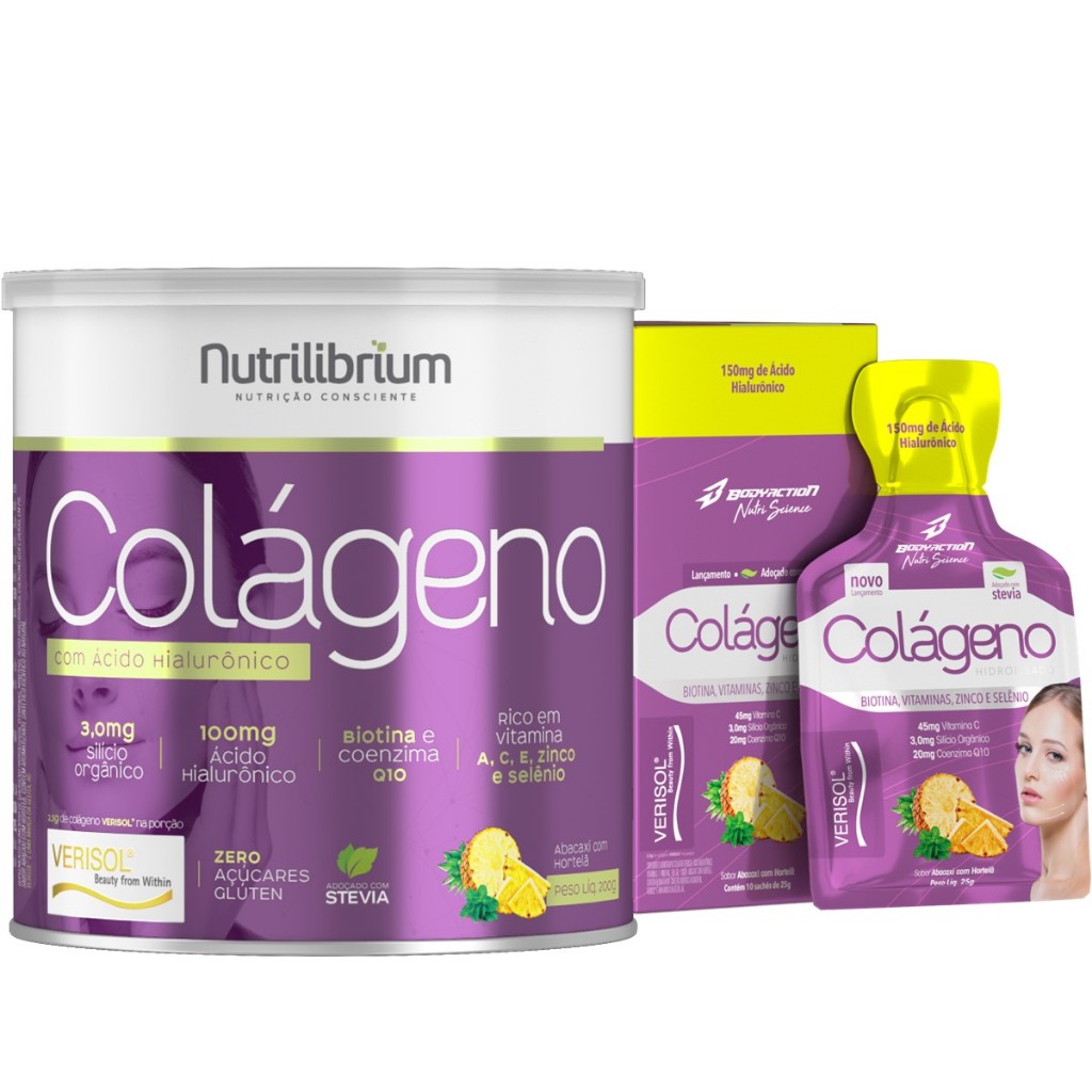 Colágeno Verisol Ácido Hialurônico 200g + Colágeno Gel 10 Sachês em Oferta na Shopee