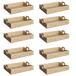 Kit 10 Bandejas com Alça Coração Madeira Pinus para Servir Café da Manhã Cesta Dia das Mães em Oferta na Shopee