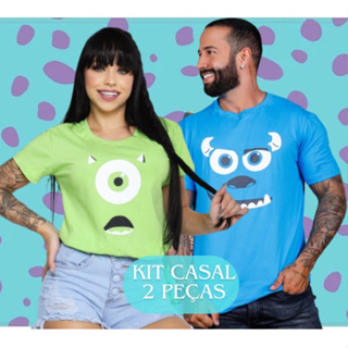 Camiseta Monstros Sa Kit Casal Sulley Mike Algodão 2 Peças Aniversário Festa Temática em Oferta na Shopee