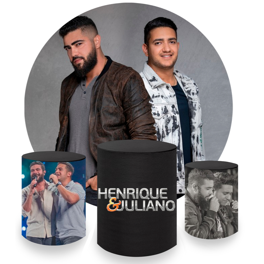 Painel Redondo + Trio Capas De Cilindro Decorações Tema Henrique E Juliano em Oferta na Shopee