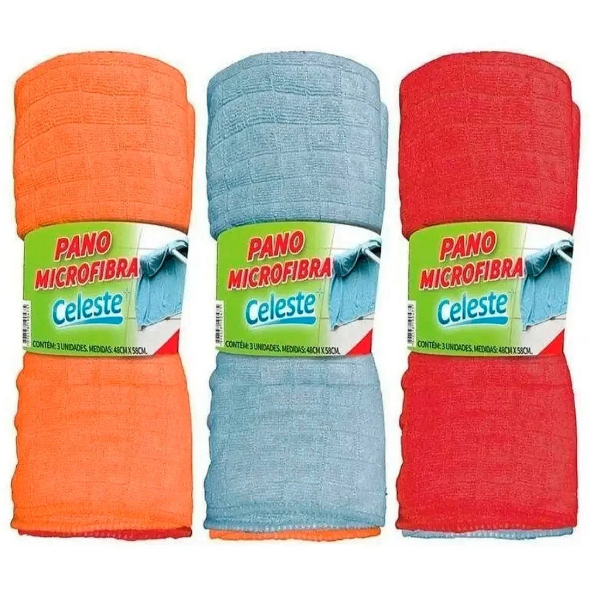 kit 3 Panos Microfibra Celeste 48x58 Limpeza Multiuso Chão Carro Prato Vidro Móveis em Oferta na Shopee