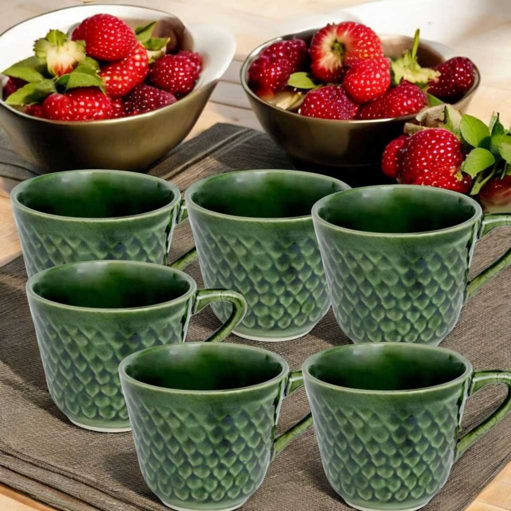 Jogo De Xicara Para Cafe De Porcelana Conica Verde 6 Peças em Oferta na Shopee