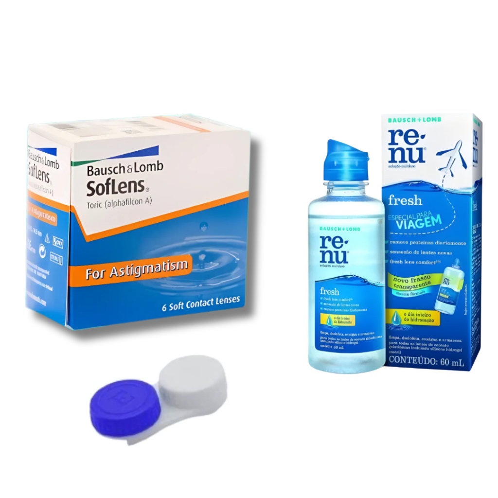 Lente De Contato Soflens Toric Astigmatismo + Estojo + Renu60ml em Oferta na Shopee