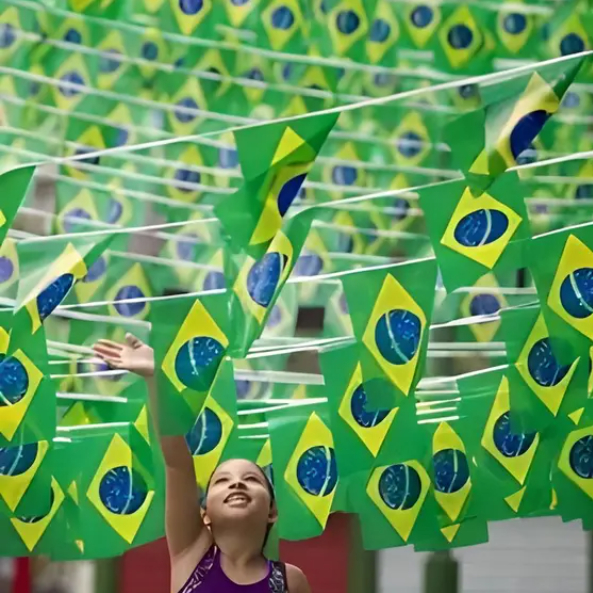 Bandeirolas Brasil Copa do Mundo Varal de Bandeira  Festa Decoração Rua pano de poliéster 3 metros em Oferta na Shopee