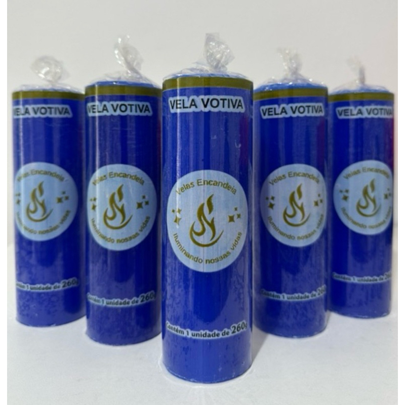 Kit com 12 Velas Votivas Azul Escura de 260g - Parafina 100% Pura em Oferta na Shopee