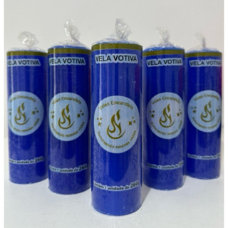 Kit com 12 Velas Votivas Azul Escura de 260g - Parafina 100% Pura em Oferta na Shopee