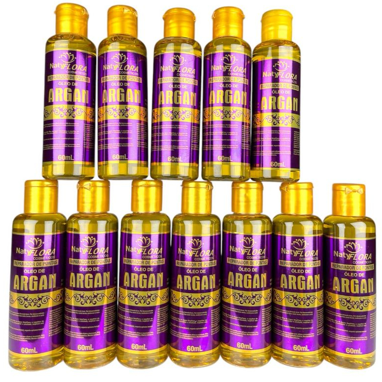Reparador de Pontas Óleo de Argan 12 Unidades Repara as Pontas Danificadas 60mL NatyFlora em Oferta na Shopee