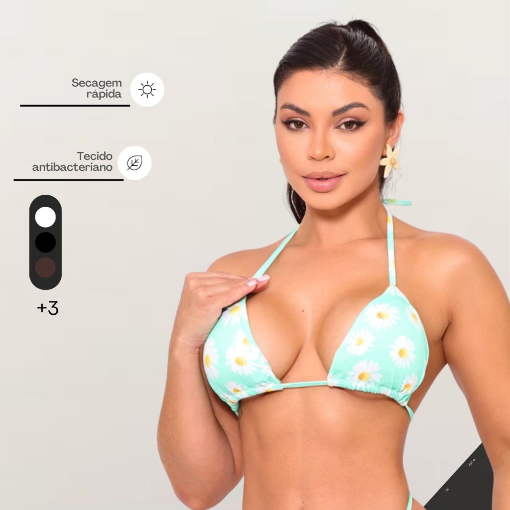 Biquíni Femino Bikine Top Cortininha Bojo Removível parte de cima Avulso Biquine curtininha bikini