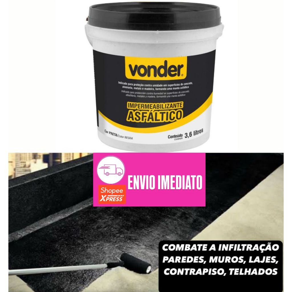 Manta liquida asfaltica Vonder com base de asfalto impermeabilizante premium combate a infiltração
