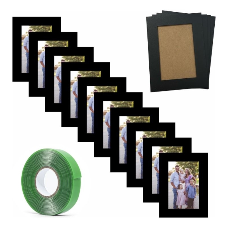 Kit 10 Porta Retratos 10x15 Para Parede + Fita Dupla Face / Molduras MDF em Oferta na Shopee