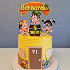 Topo de bolo personalizado Turma do Chaves Baby com nome e idade - Envio rápido