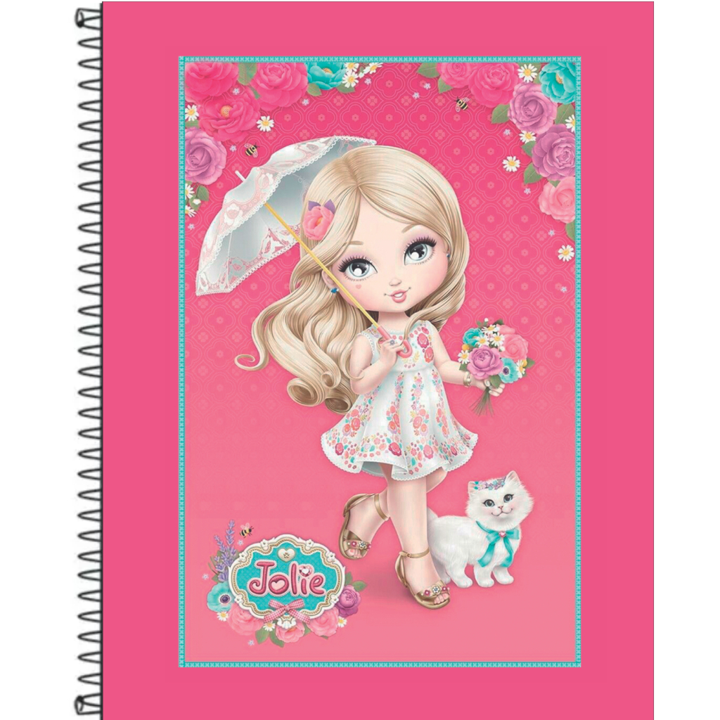 Caderno 10 Materias Jolie Super Reforçado + Cartela de Adesivos Jolie