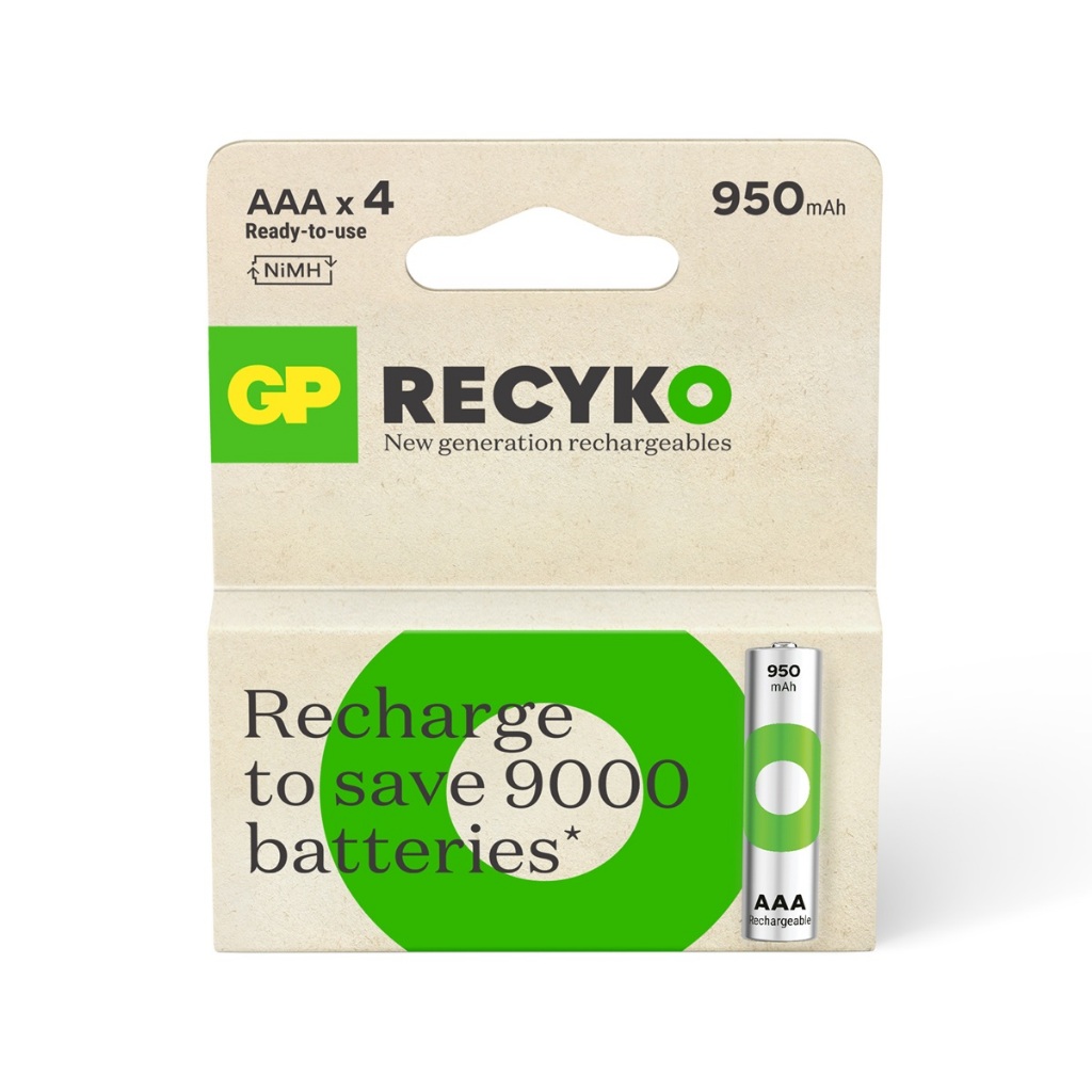 Pilha Recarregavel AAA GP Recyko Bateria 3A 950mAh Palito 4 unidades